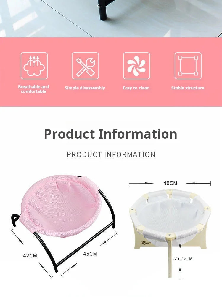 Breathable Cat Hammock Bed – Cooling Elevated Pet Cot Sofa for Cats & Small Pets