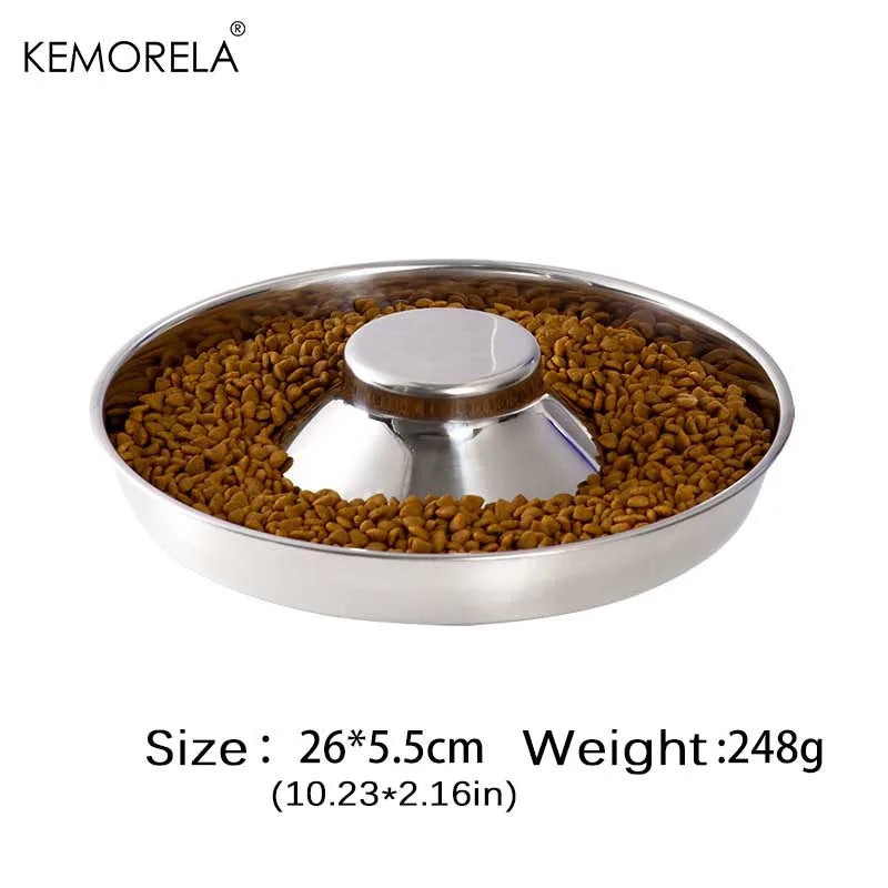 1PC Stainless Steel Dog Slow Feeder Bowl – Puppy Weaning Food & Water Dish, Anti-Gulping Pet Feeder Bowl