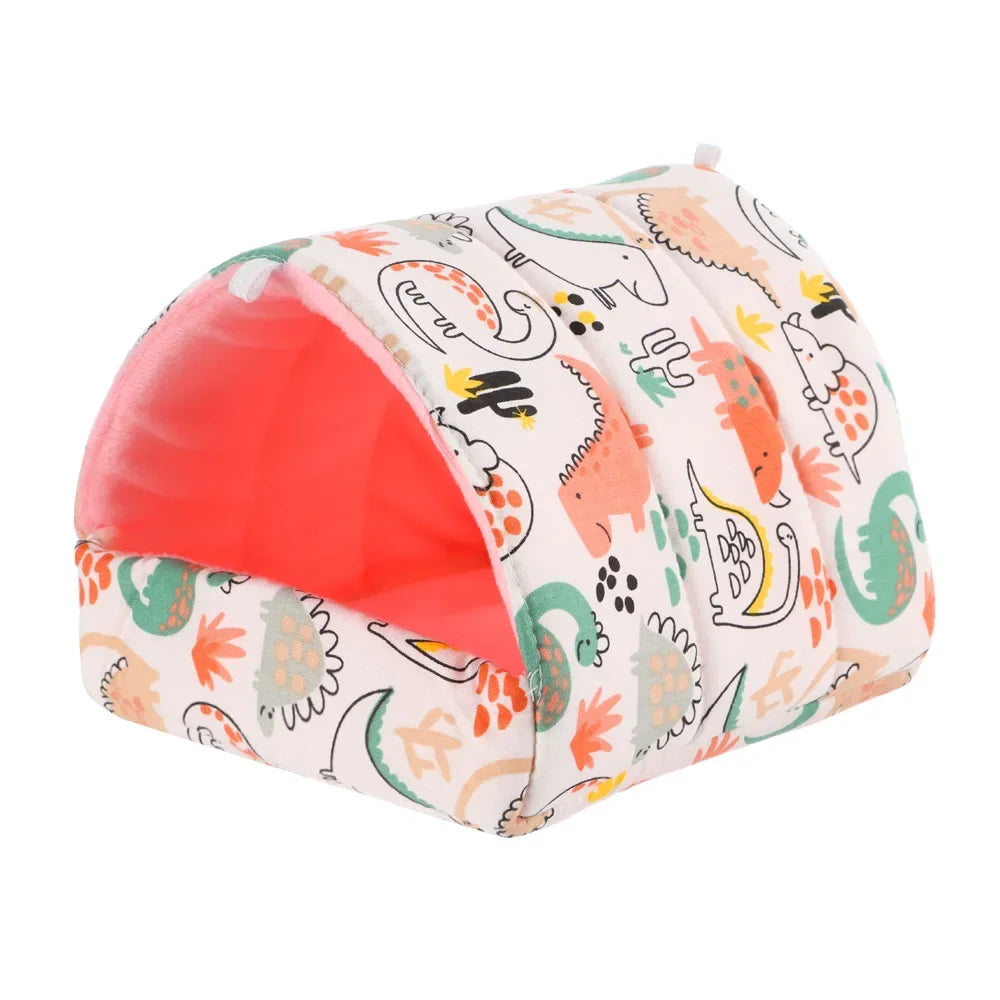 Cartoon Small Animal Bed – Soft Winter Nest for Hamsters, Guinea Pigs, Rabbits, and Squirrels
