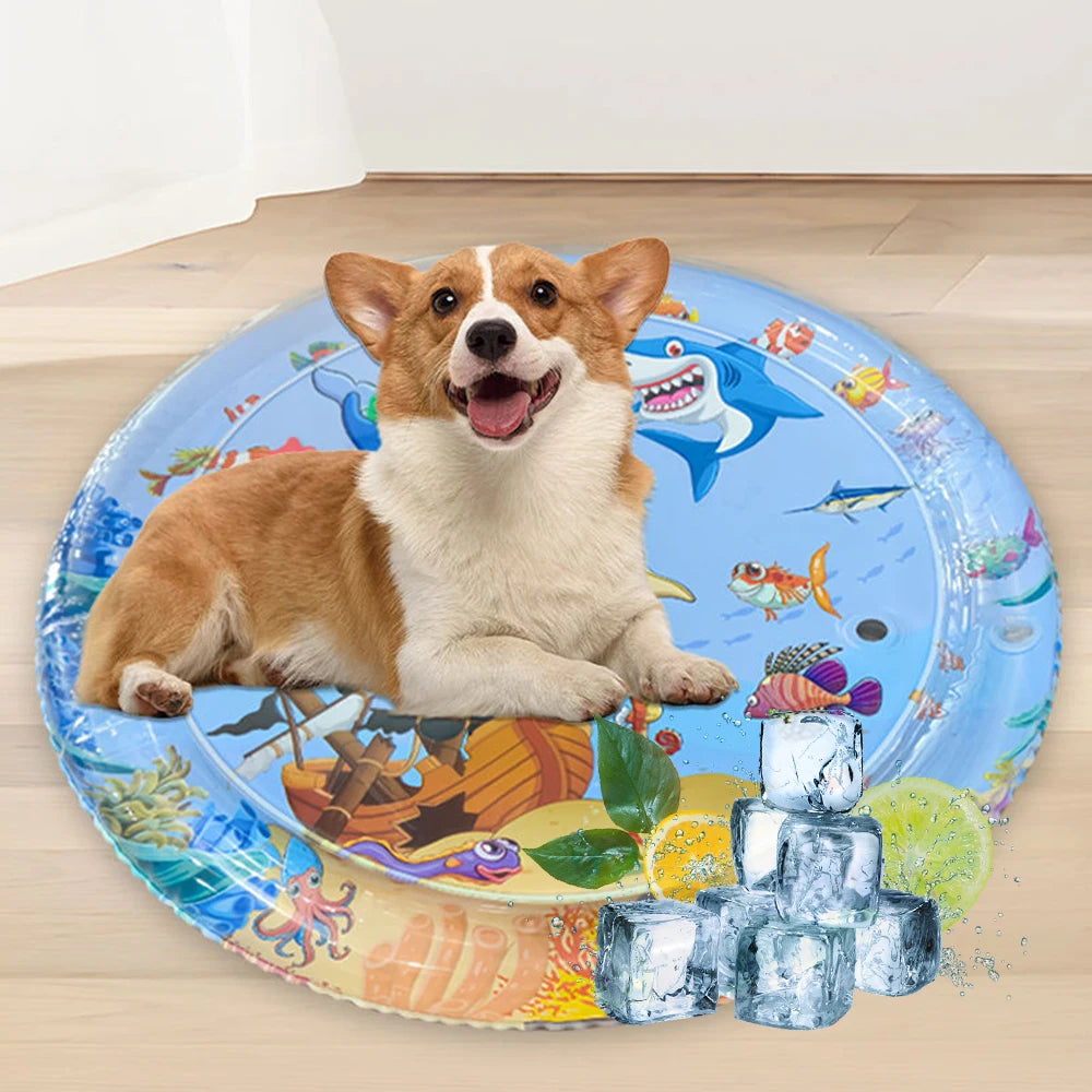 Summer Cooling Pet Water Bed – Inflatable Sensory Play Mat for Dogs & Cats