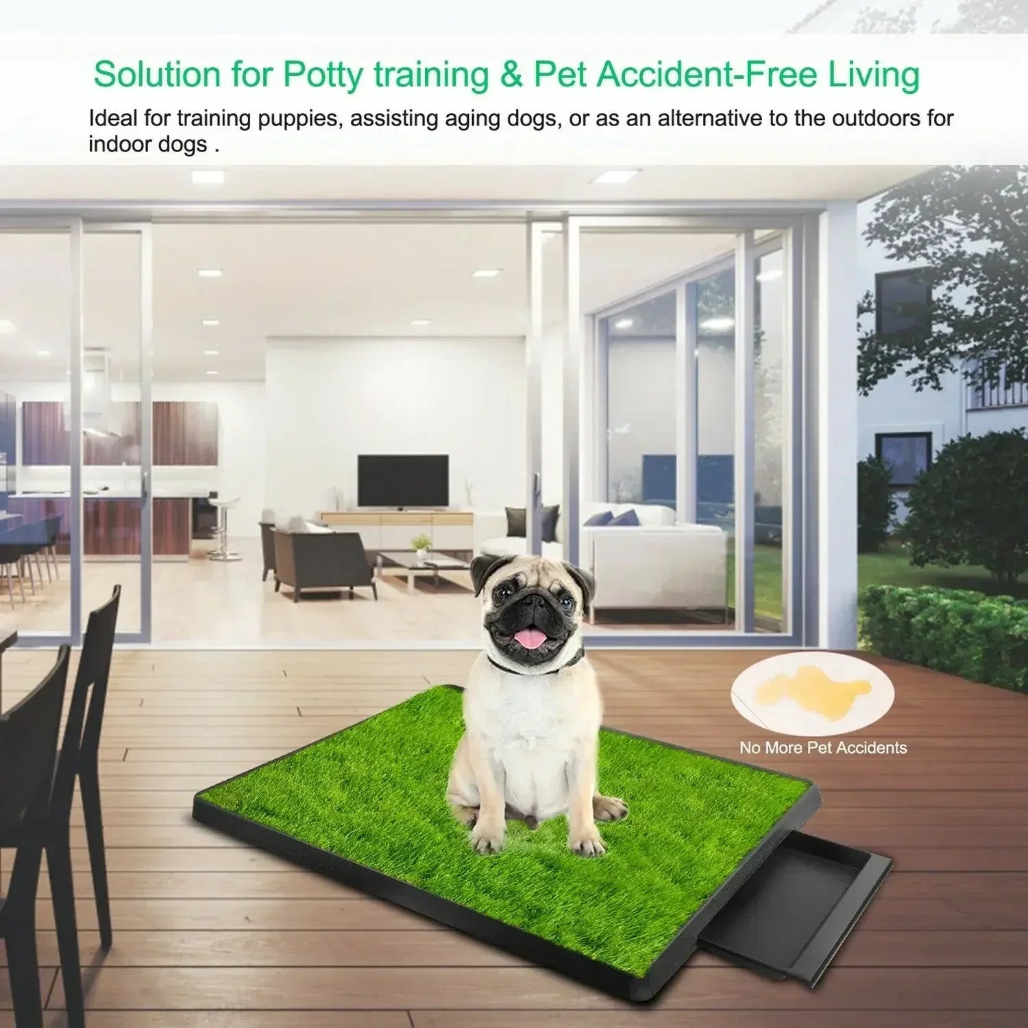 Portable 3-Layer Dog Potty Training Toilet with Synthetic Grass – Anti-Splash Puppy Urine Tray