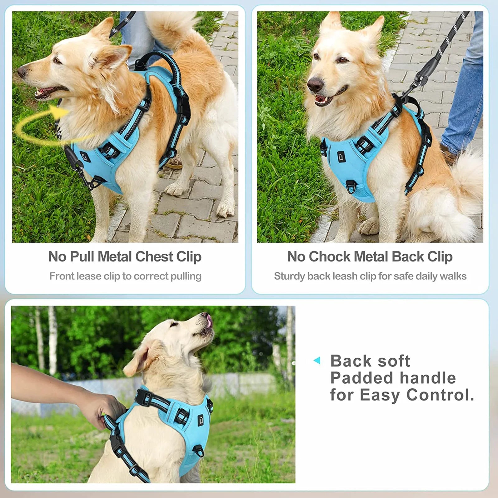 🐾 No Pull Dog Harness – Adjustable Soft Padded Vest with Easy-Control Handle