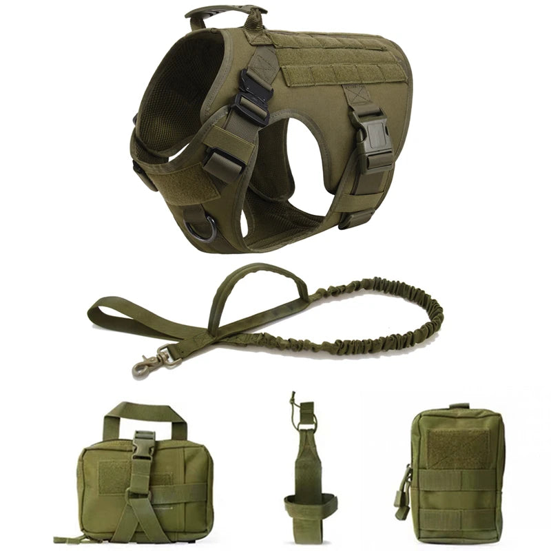 🐾 Tactical Military Dog Harness & Leash Set – All Breeds Training Vest for Outdoor Adventures