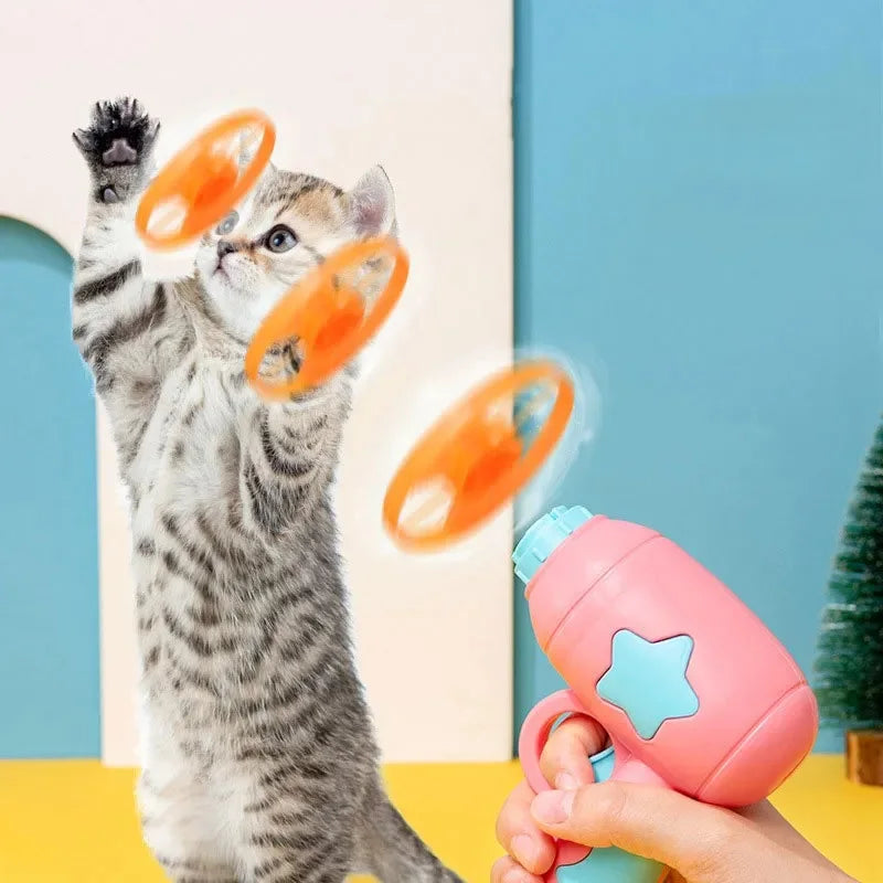 Interactive Mini Flying Disc Shooter Cat Toy – Pet Training & Chasing Game