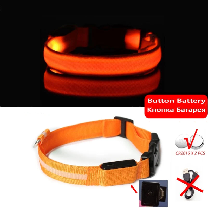 LED Dog Collar Light – USB Rechargeable/Battery Night Safety Glow Collar for Dogs & Puppies, Anti-Lost Pet Accessory