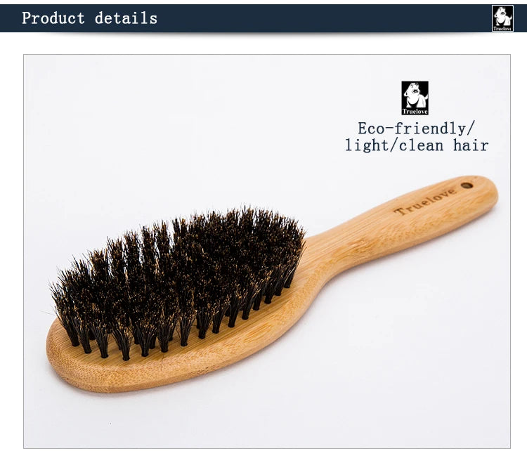 Truelove Pig Hair Pet Brush TLK21131 – Bamboo Wood Grooming Comb for Dogs & Cats