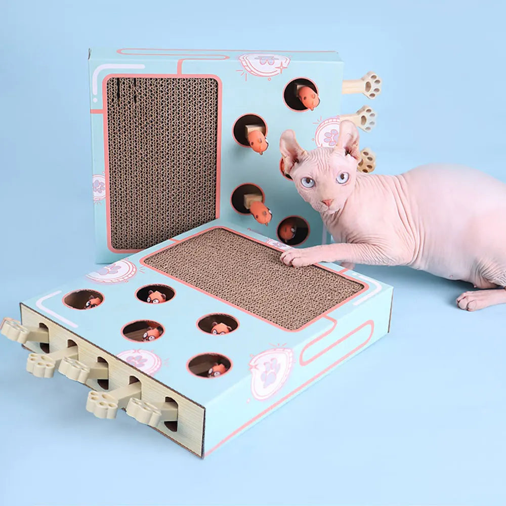 Whack-a-Mole Cat Toy – Interactive Scratching Board & Claw Grinder