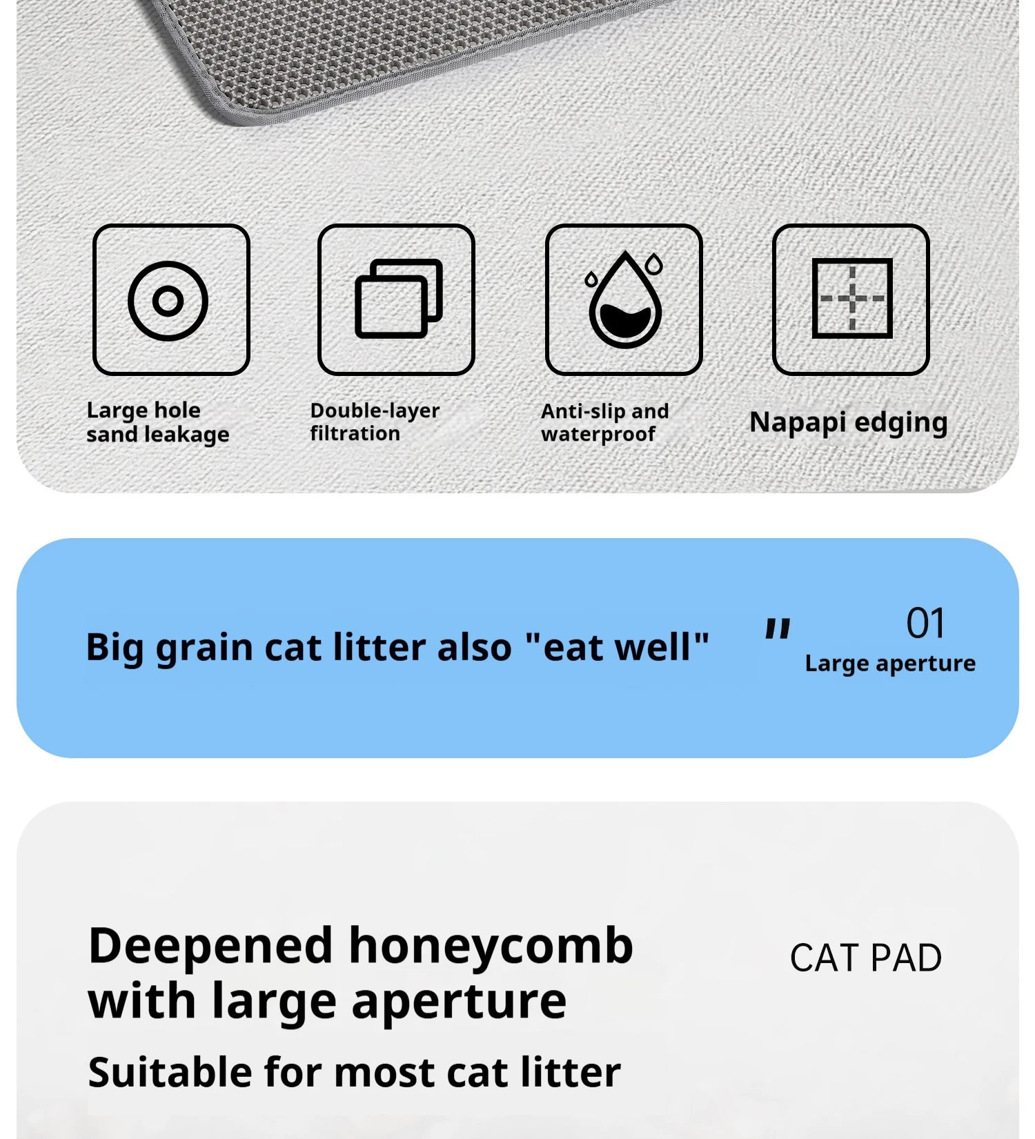 60x90cm Waterproof Double Layer Cat Litter Mat – Washable, Non-Slip Pet Toilet Mat for Litter Box Cleaning