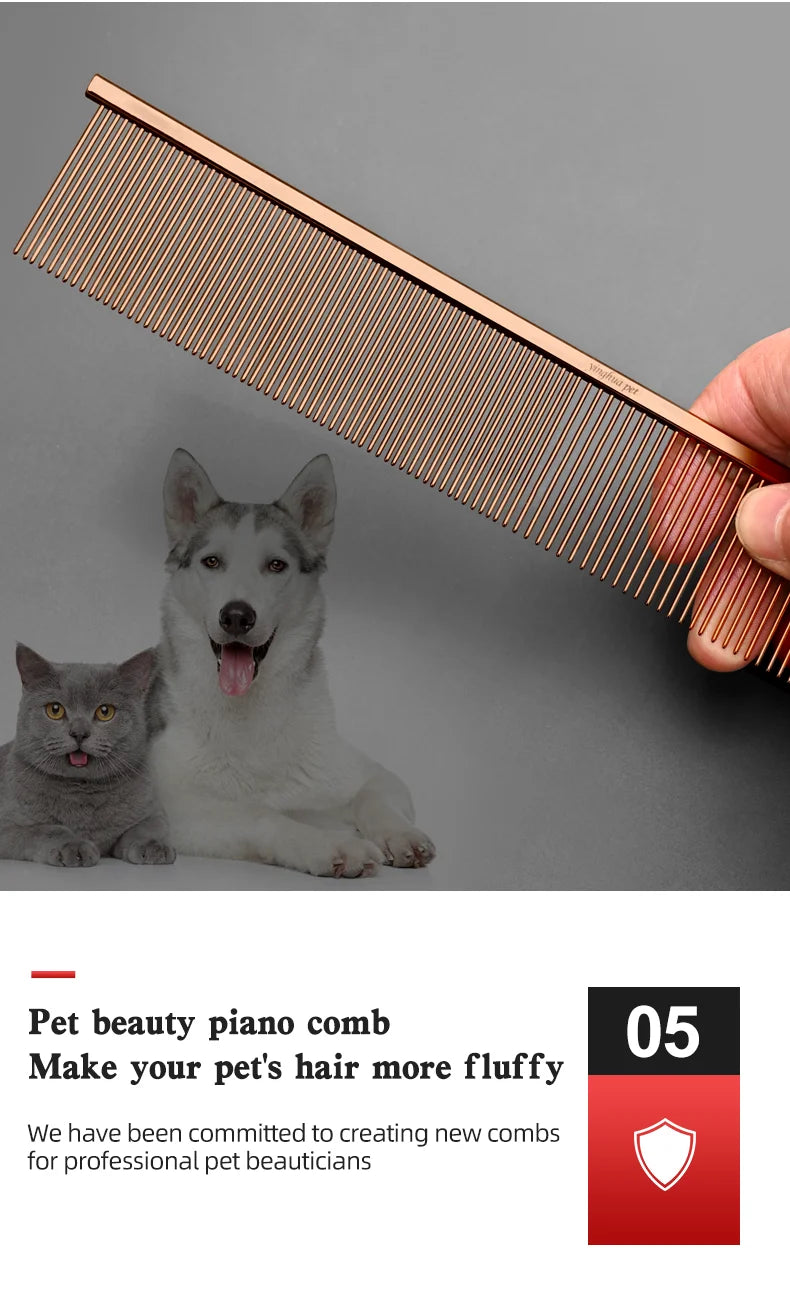 Pet Piano Comb – Dual-Sided Grooming Tool for Dogs & Cats | De-shedding & Knot Removal Brush