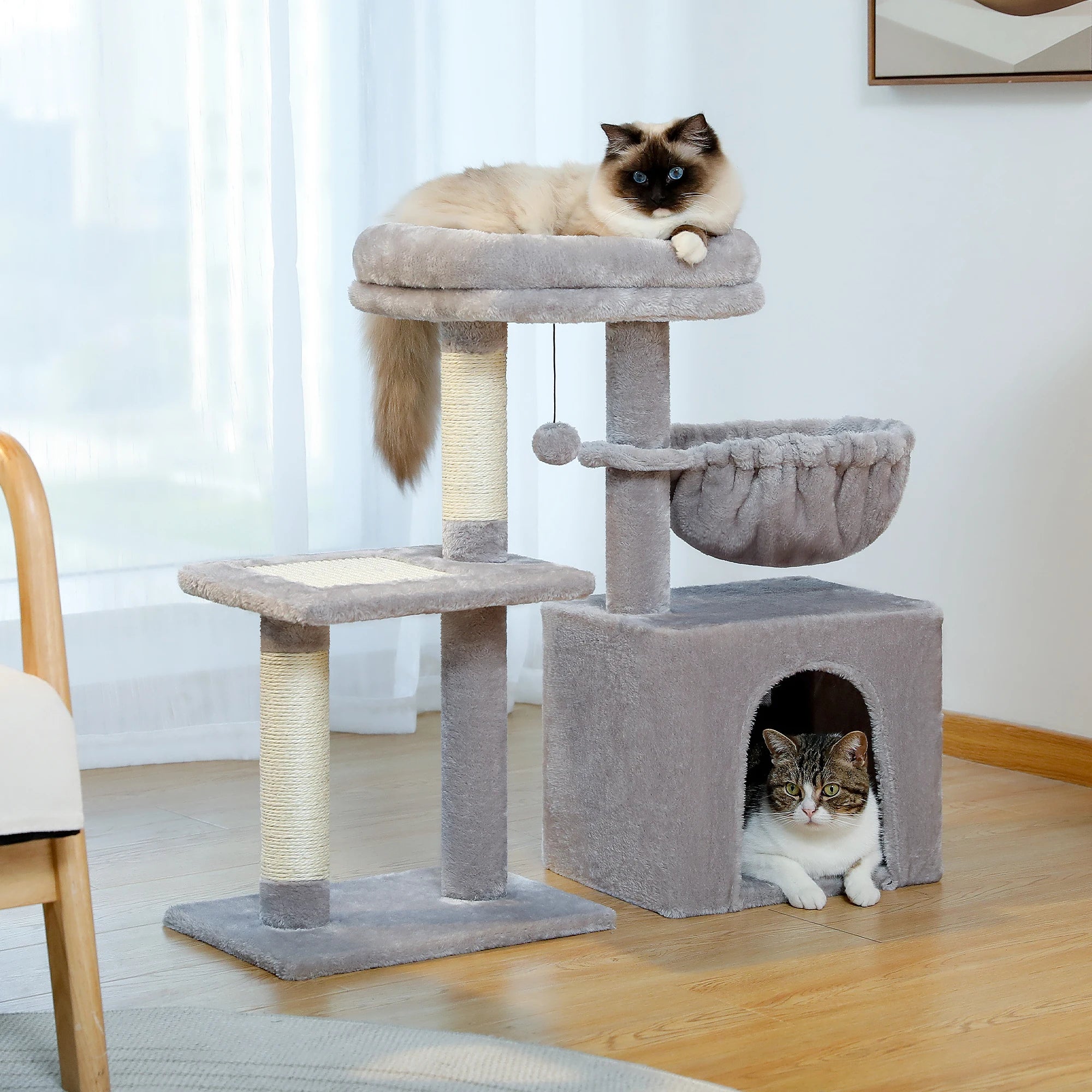 Cat Tree Tower – Scratching Posts, Hammock & Perch