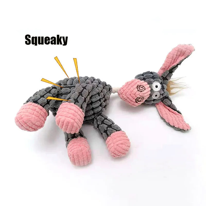 Donkey Plush Squeaky Dog Toy – Corduroy Chew & Training Toy for Puppies