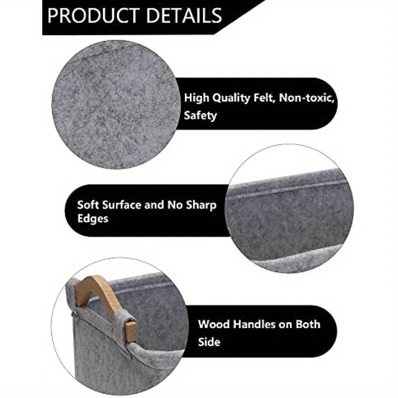 Felt Pet Toy Storage Box – Dog Toy Organizer Basket for Toys, Blankets, Leashes & Pet Supplies