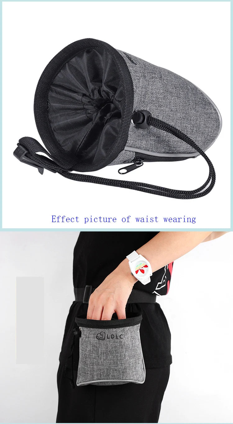 Dog Treat Training Pouch with Built-in Poop Bag Dispenser – Outdoor Pet Training Bag for Toys, Kibble & Treats