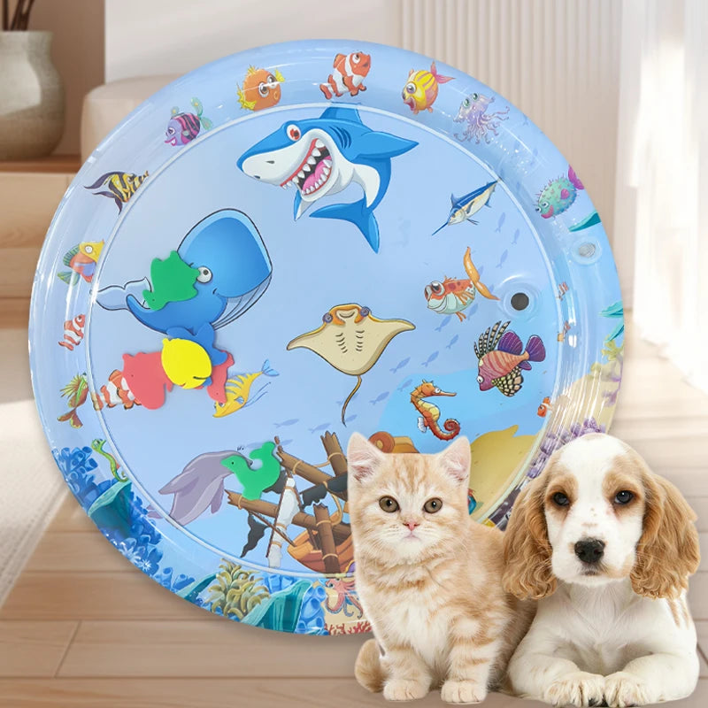 Summer Cooling Pet Water Bed – Inflatable Sensory Play Mat for Dogs & Cats