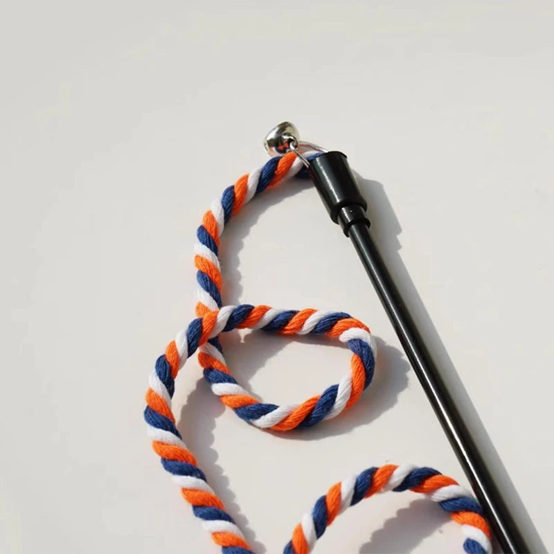 🐾 Cat Toy Interactive Teasing Rod – Rope Chase & Chew Wand for Kittens