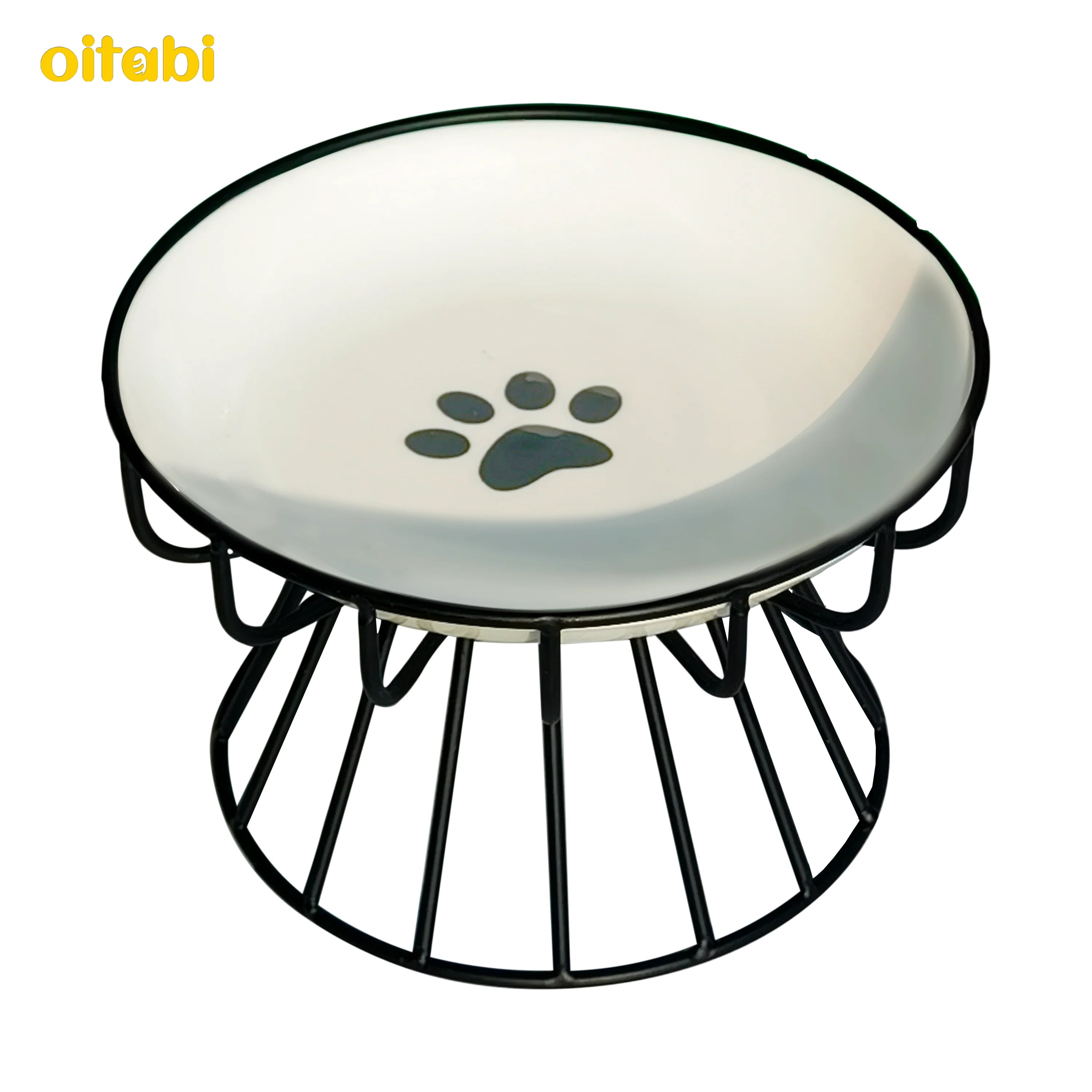 🐾 Oitabi Elevated Cat Bowls – Raised Ceramic Food Dishes with Metal Stand