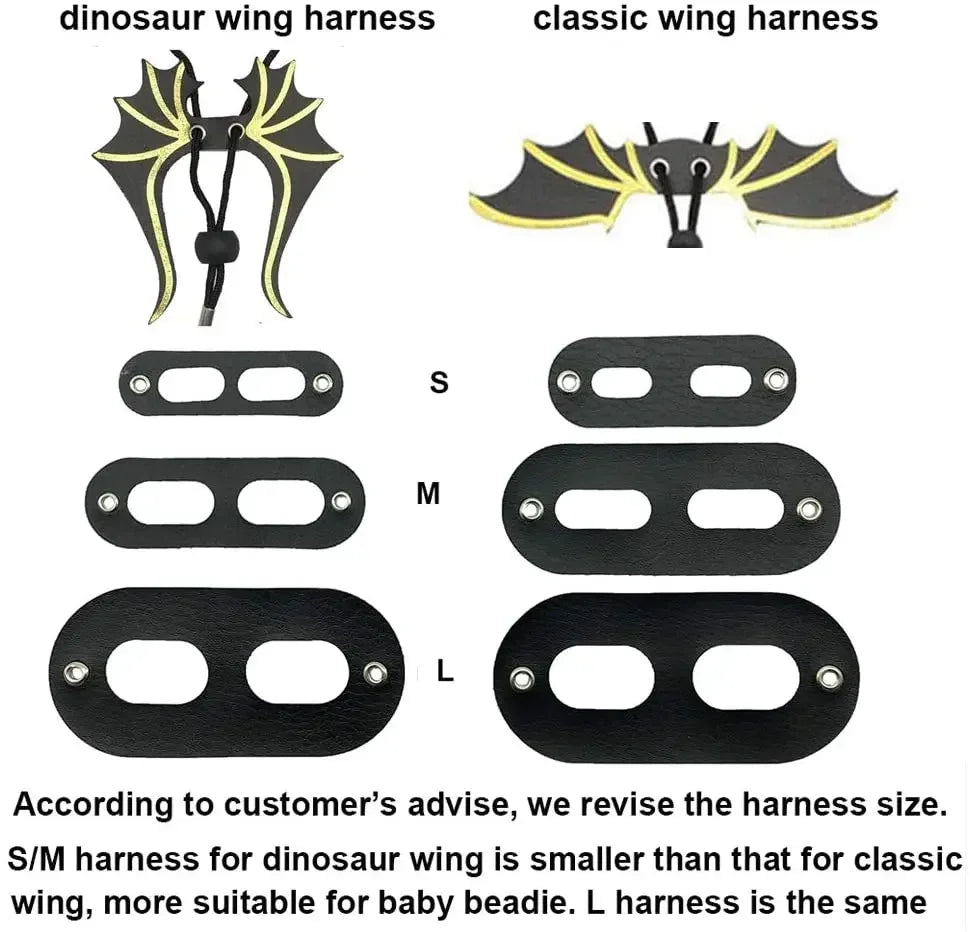 🦎 Bearded Dragon Lizard Leash Harness – 3 Sizes with Cute Dinosaur Wings