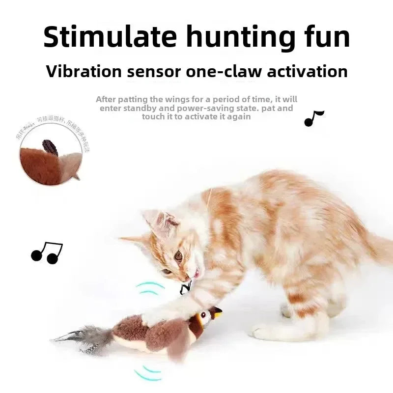 🐦 Hot Cat Interactive Electric Bird Toy – USB Rechargeable with Catnip
