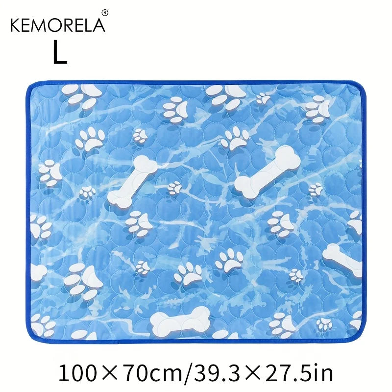 KEMORELA Large Self-Cooling Dog Pad – Washable Ice Silk Summer Mat for Dogs & Cats