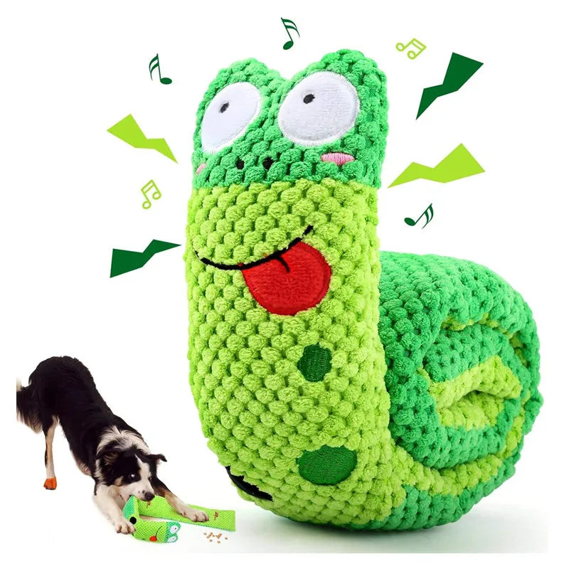 Dog Puzzle Feeder Toy – Foldable Snail Design with Squeaker