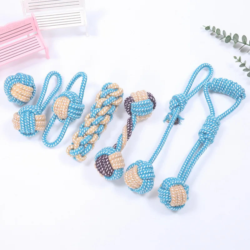 Interactive Cotton Rope Dog Toy – Chew Ball & Toothbrush for Puppies & Dogs