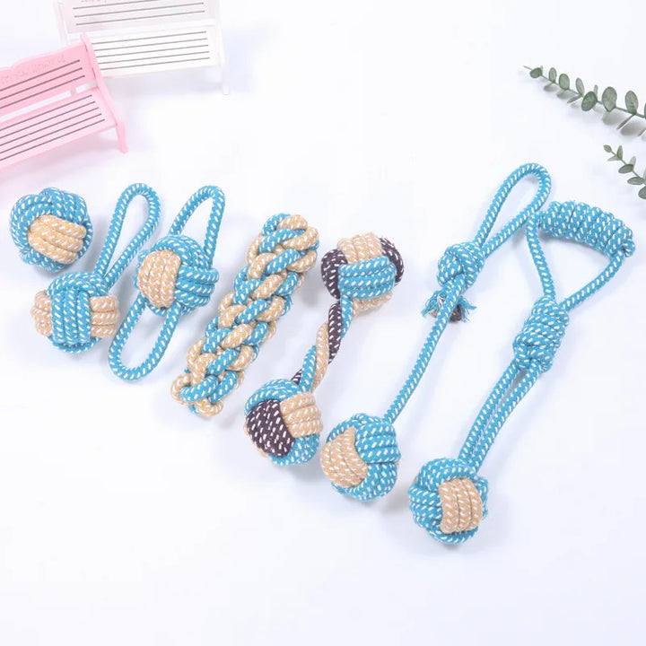 Interactive Cotton Rope Dog Toy – Chew Ball & Toothbrush for Puppies & Dogs
