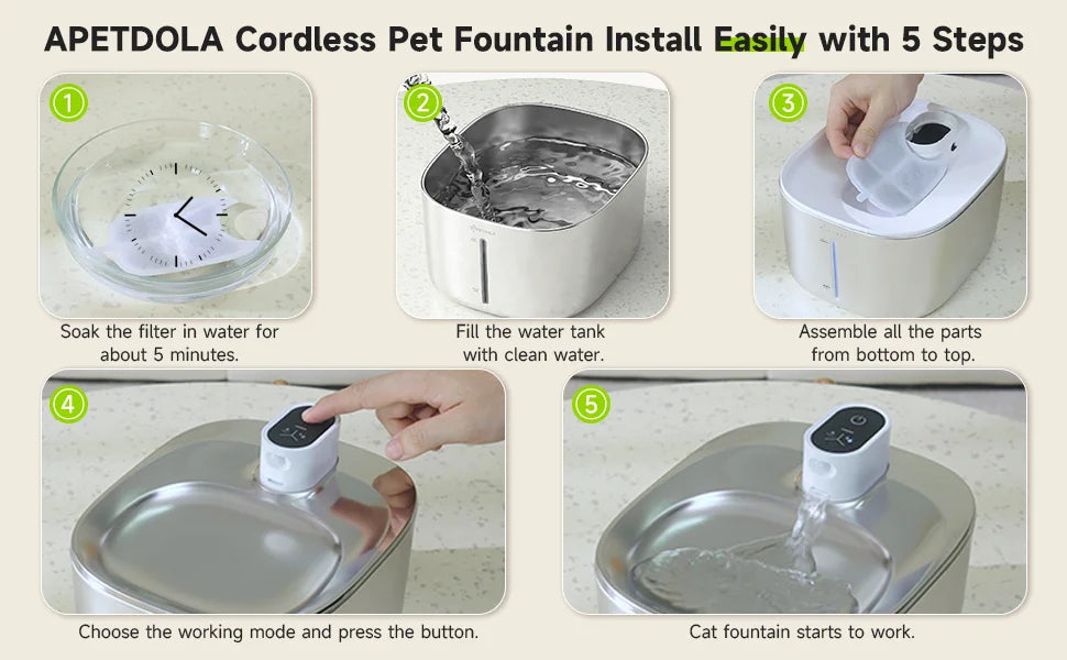 🐾 APETDOLA 4L Wireless Cat Water Fountain – Auto Sensor Pet Drinking Dispenser