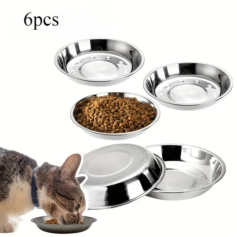 Slip-Resistant Stainless Steel Cat Bowl Set – Low-Profile Wide Design with Anti-Tip Base for Kittens & Small Pets
