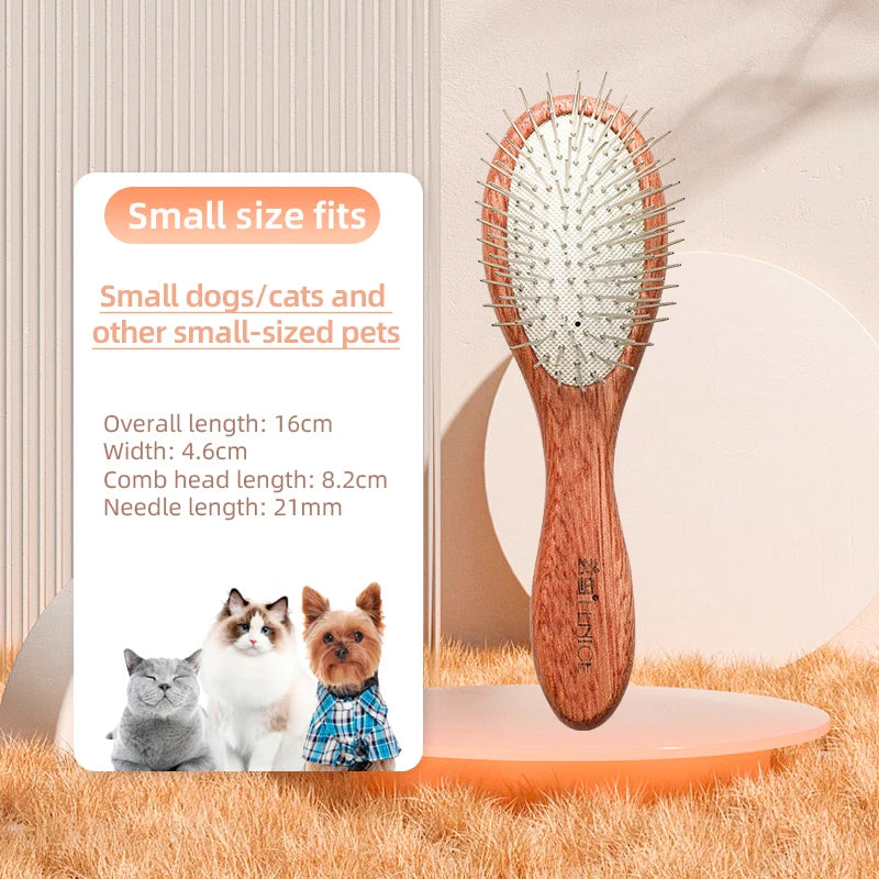 Fenice Wooden Handle Pet Comb – Professional Dog & Cat Grooming Hair Remover Brush