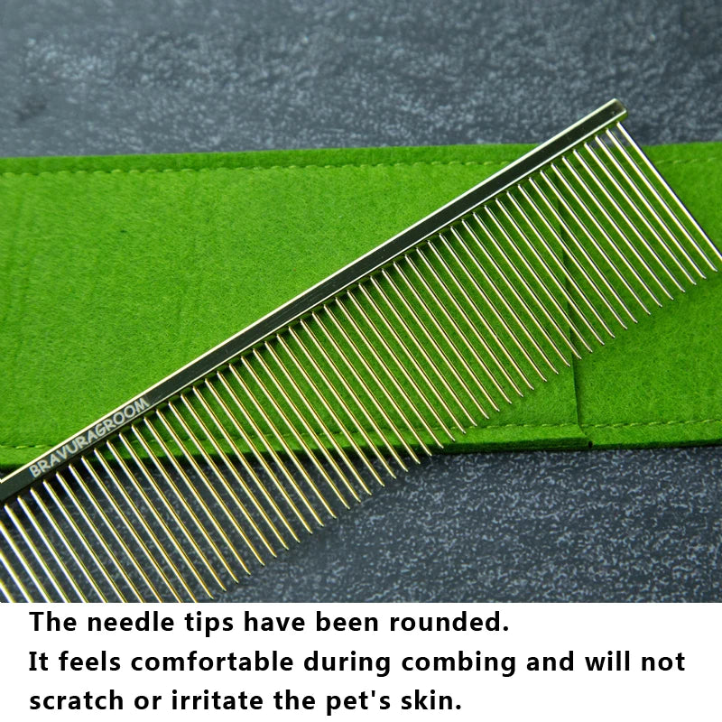 BAVURA Stainless Steel Pet Dematting Comb – Grooming Tool for Dogs & Cats | Removes Loose Undercoat, Mats & Tangles