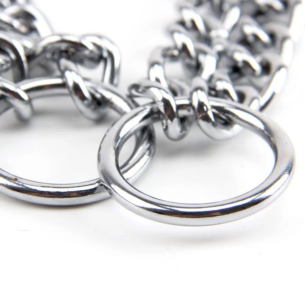 Double Row Stainless Steel Choke Collar – Adjustable Slip P Chain Dog Training Collar for Medium & Large Dogs