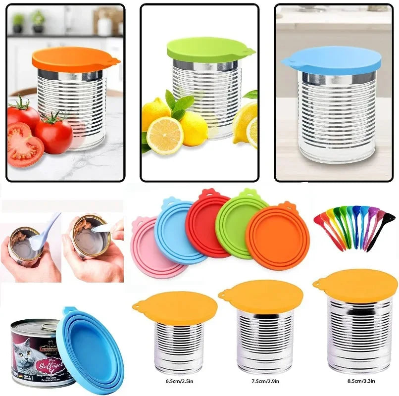 2pcs Reusable Pet Food Can Covers with Spoon – Silicone Lid Seal 🐾🥫