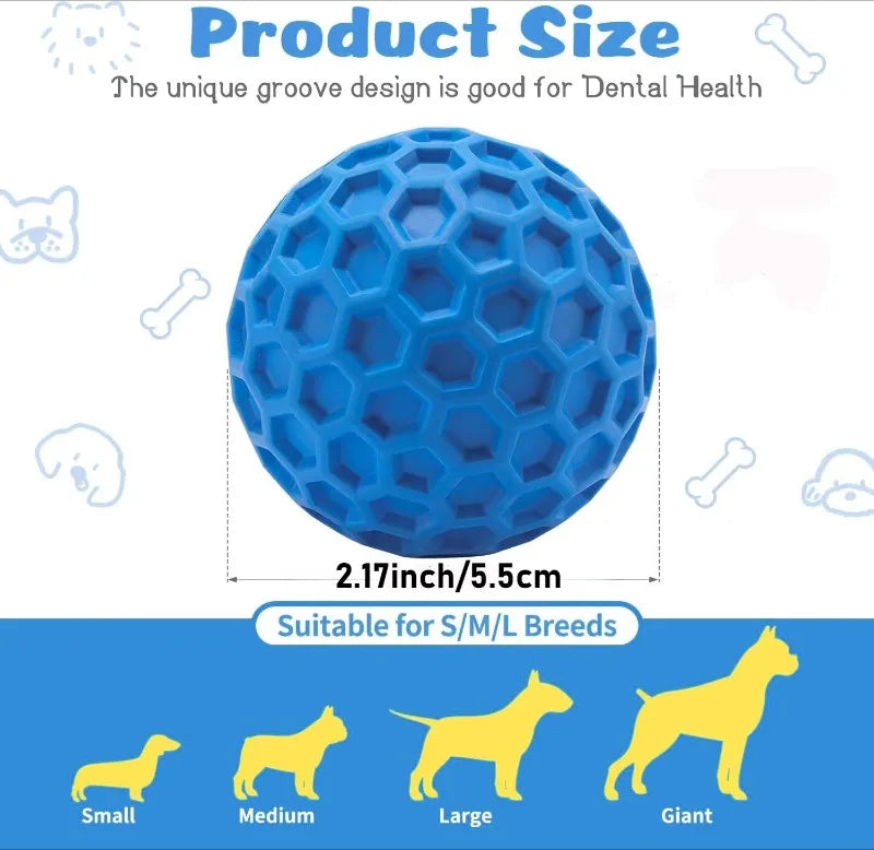 2pc Indestructible Squeaky Dog Balls – Natural Rubber Teething Chew Toys for Aggressive Chewers