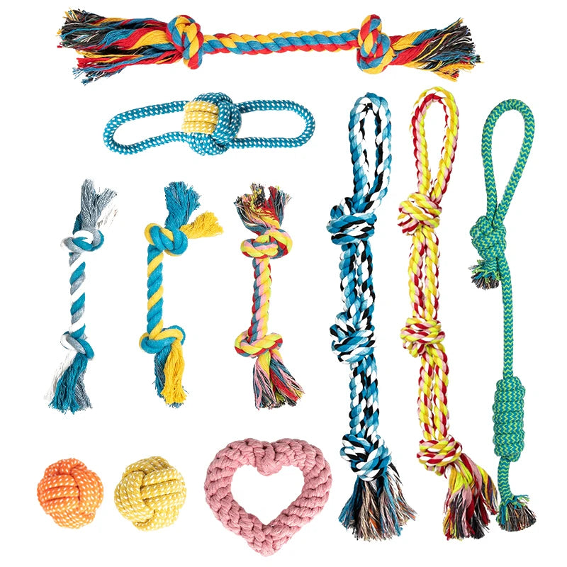 Rope Ball Dog Toy – Durable Cotton Chew & Tooth Cleaning 🐾⚽