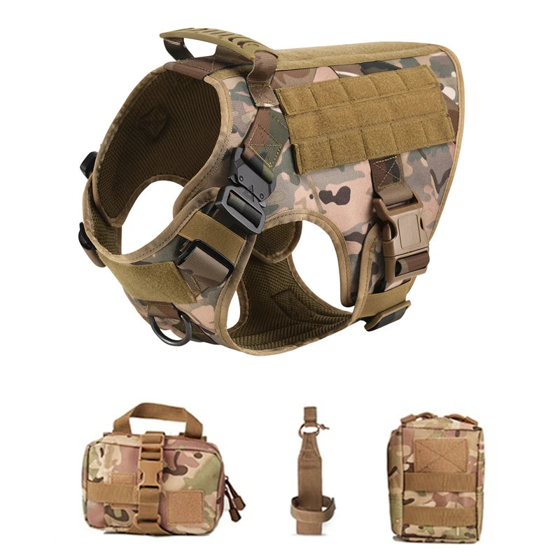 🐾 Tactical Military Dog Harness & Leash Set – All Breeds Training Vest for Outdoor Adventures