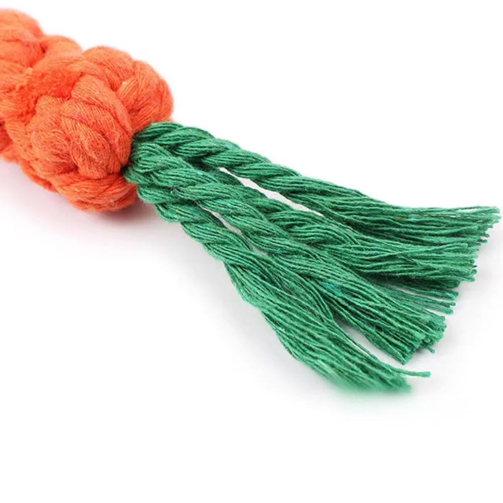 Carrot Dog Rope Toy – Durable Cotton Chew Toy for Puppies & Dogs, Teeth Cleaning Molar Toy