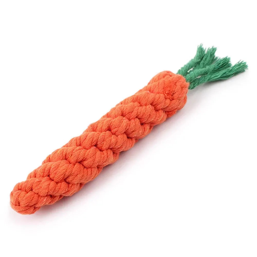 Carrot Dog Rope Toy – Durable Cotton Chew Toy for Puppies & Dogs, Teeth Cleaning Molar Toy