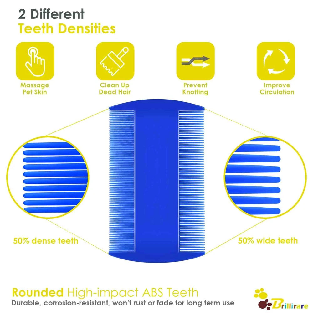 Flea Comb 4Pcs Set – Durable High-Strength Teeth Pet Grooming Combs for Dogs & Cats – Tear Stain & Float Hair Remover