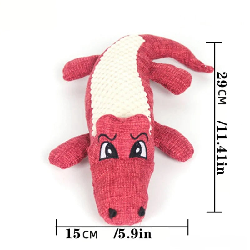 Interactive Plush Alligator Dog Chew Toy with Sound – Cartoon Animal