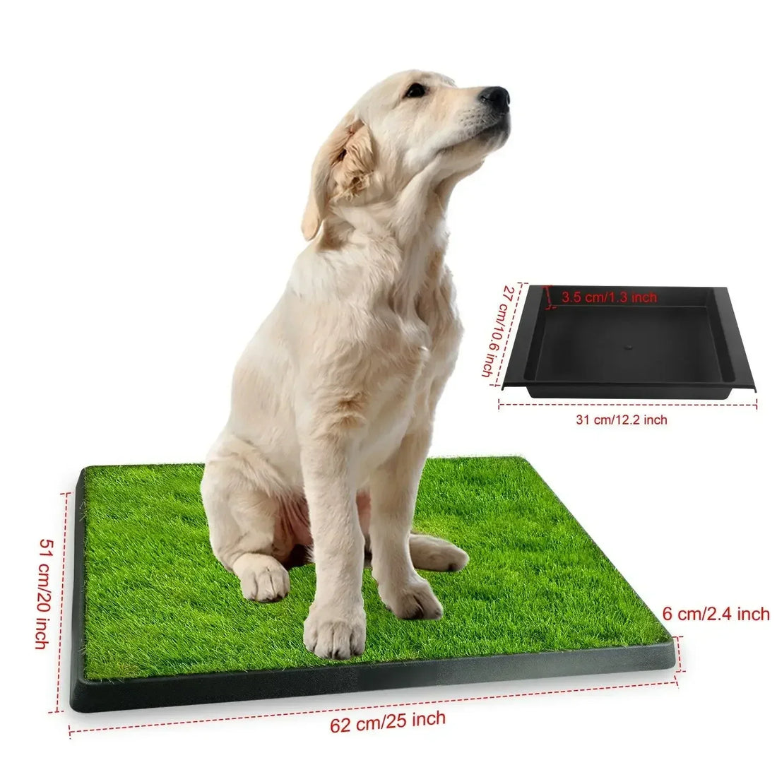 Portable 3-Layer Dog Potty Training Toilet with Synthetic Grass – Anti-Splash Puppy Urine Tray
