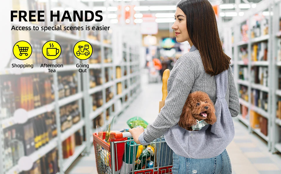 Cotton Dog Sling Carrier Bag – Comfortable Crossbody Pet Carrying Bag for Small Dogs & Cats, Travel Shoulder Tote