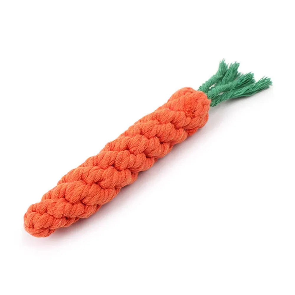 Carrot Dog Rope Toy – Durable Cotton Chew Toy for Puppies & Dogs, Teeth Cleaning Molar Toy