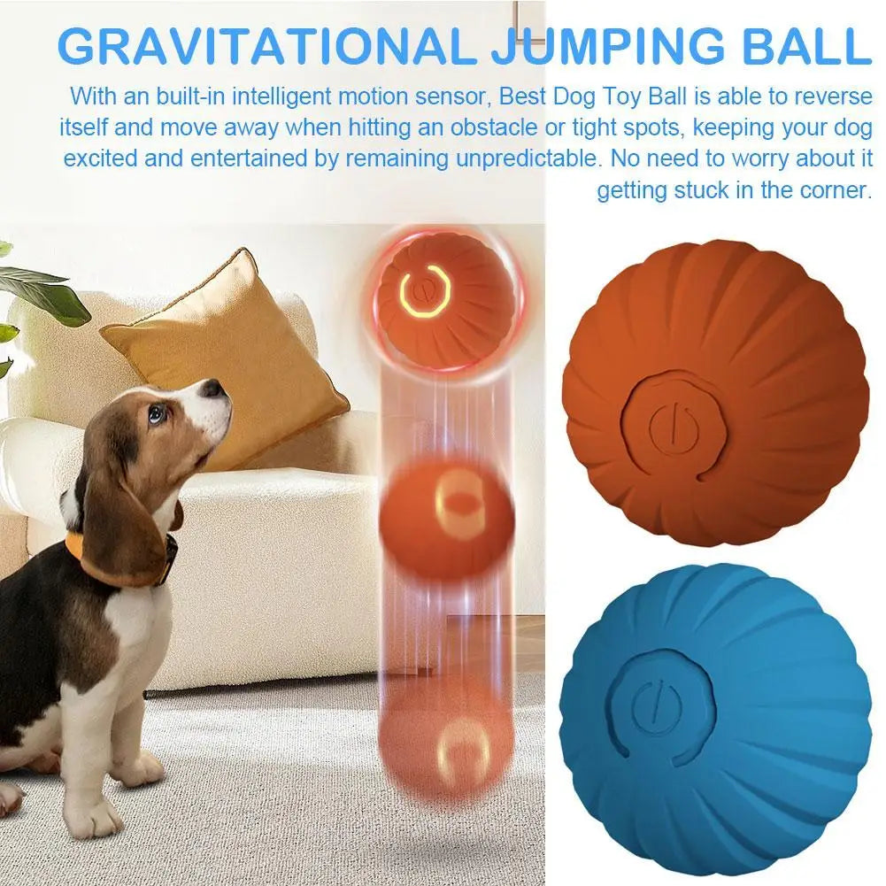 ⚽ Automatic Smart Moving Dog Toy Ball – Interactive Jumping Chew Toy (USB Rechargeable) 🐾💨