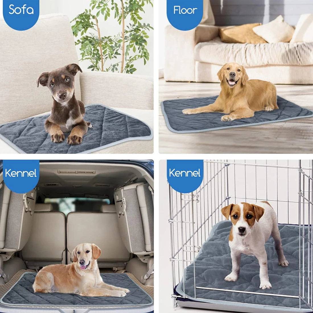 Self-Heating Pet Pad – Thermal Crate Mat for Small & Medium Dogs and Cats, Washable Anti-Slip Kennel Mat