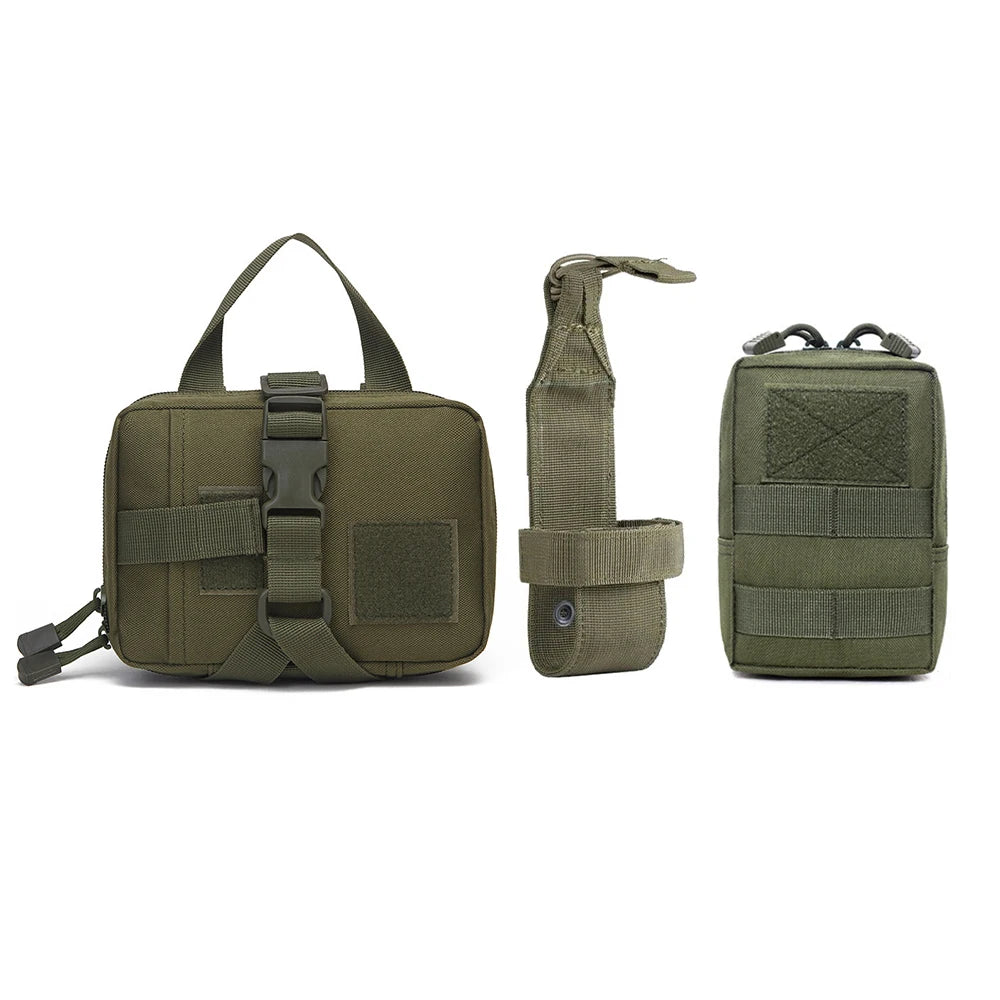 🎒 3Pcs Dog Tactical Bags Set – Molle Pouches & Bottle Holder for Harness Vests 🐾