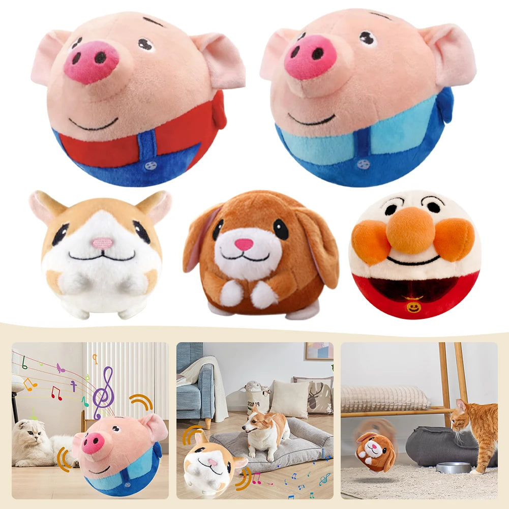 USB Rechargeable Talking Plush Dog Toy Ball – Interactive Bouncing Singing Pet Toy