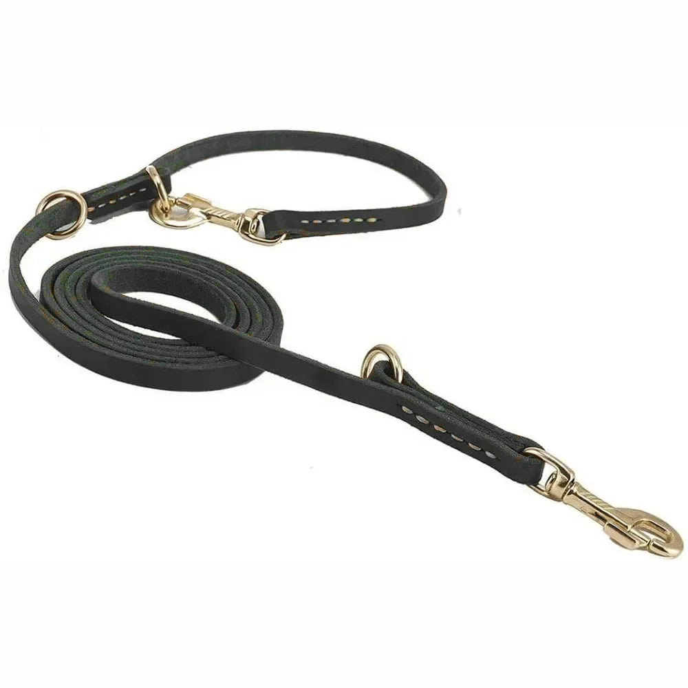 🐕 Genuine Leather Hands-Free Service Dog Leash – 7-in-1 Multi-Function Crossbody Pet Lead