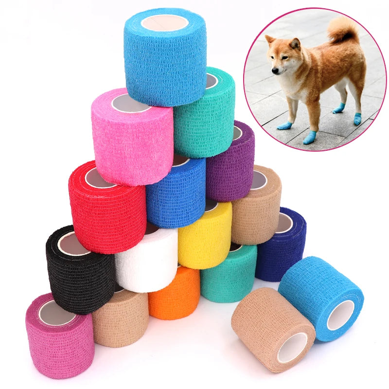 6pcs Disposable Pet Foot Covers – Self-Adhesive Dirty Feet Protection for Cats & Dogs, Elastic Outing Bandage Boots