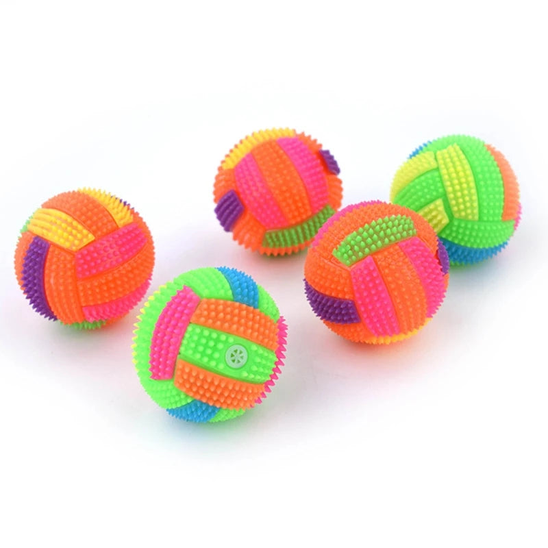 Squeaky Glowing Dog Chew Ball – Non-Toxic Rubber Toy for Small to Large Dogs, Teeth Cleaning & Boredom Relief
