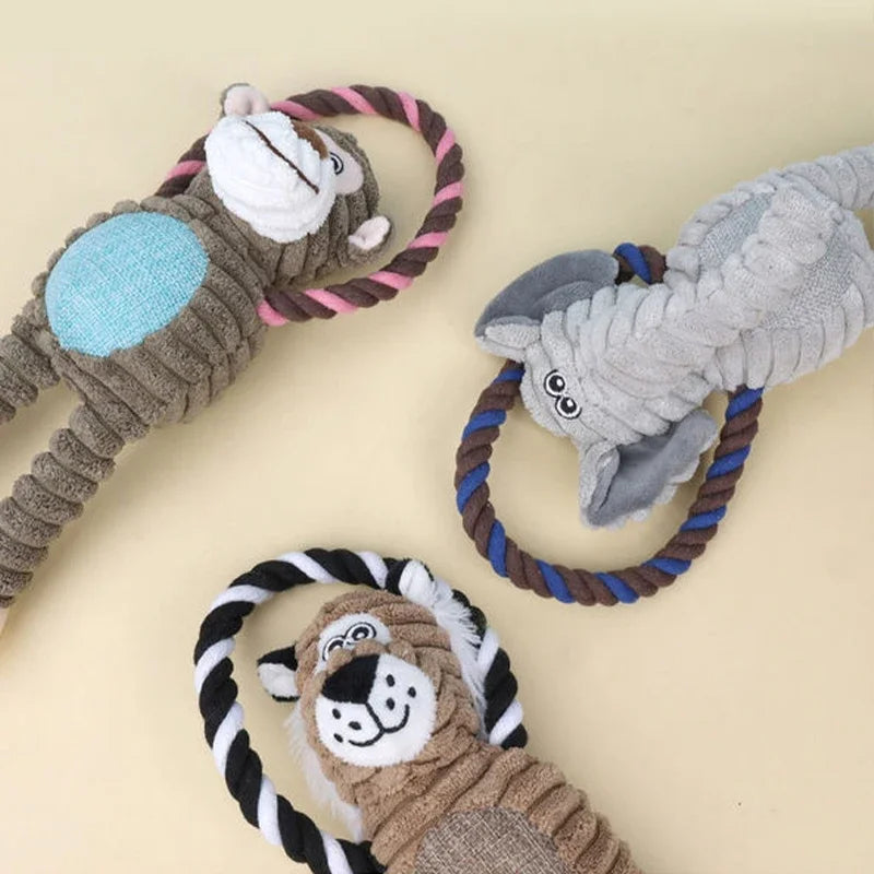 Plush Animal Squeaky Dog Toy – Bite-Resistant Chew & Play 🐾🧸